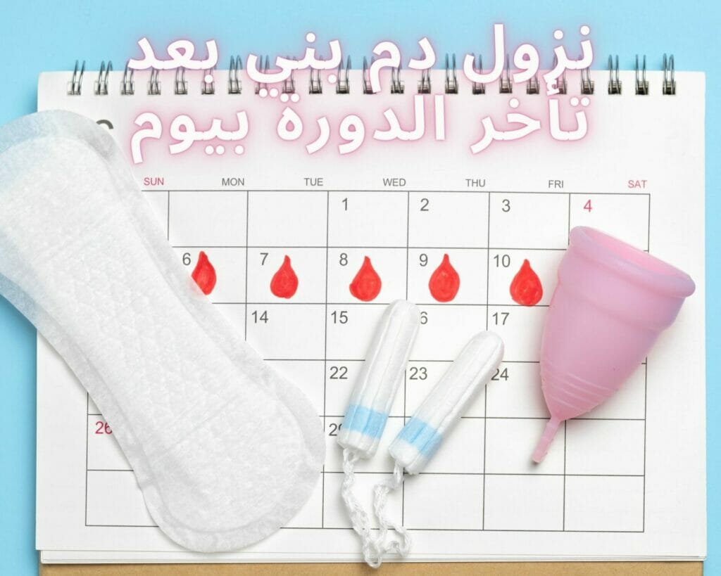 نزول دم بني بعد تأخر الدورة بيوم